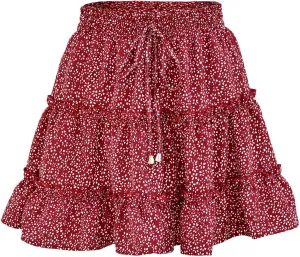 Skorts for Women Dressy Casual Floral Boho Cute Summer A Line Mini Skirts Y2K High Waisted Ruffle Pirouette Skort