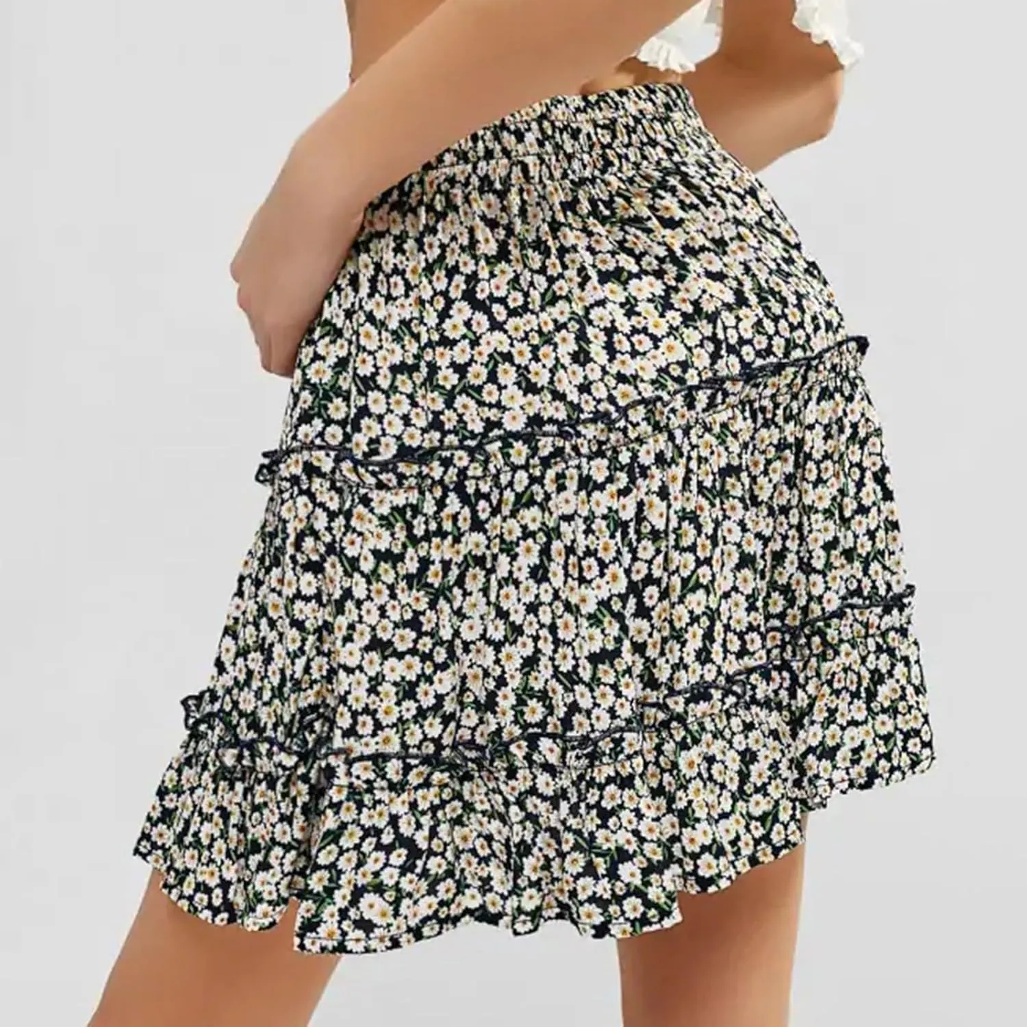 Skorts for Women Dressy Casual Floral Boho Cute Summer A Line Mini Skirts Y2K High Waisted Ruffle Pirouette Skort