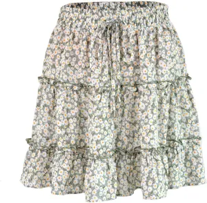 Skorts for Women Dressy Casual Floral Boho Cute Summer A Line Mini Skirts Y2K High Waisted Ruffle Pirouette Skort