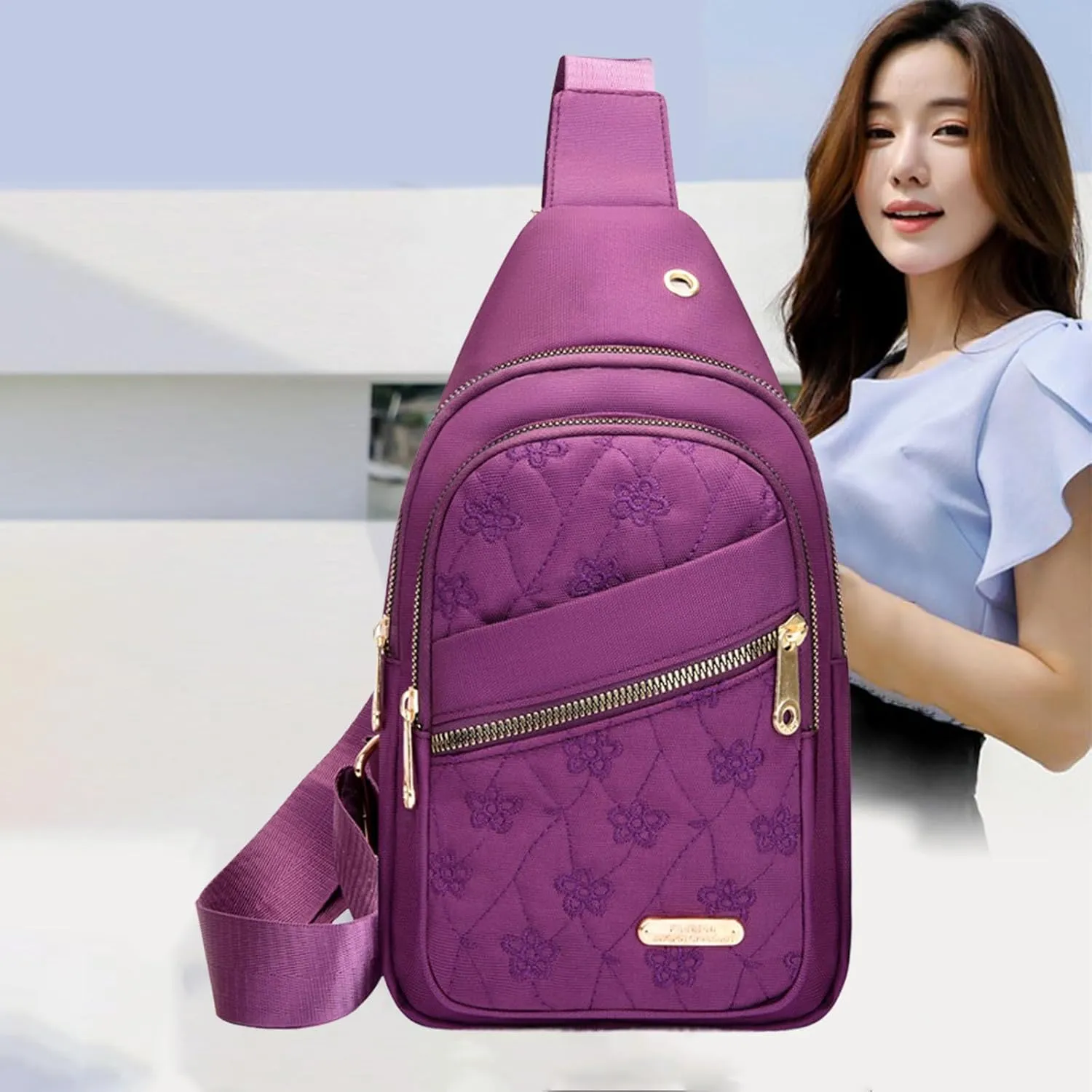 Small Backpack for Women With Earphone Hole, Lightweight Multifunction Sling Bag Chest Bags For Hiking Camping Outdoor