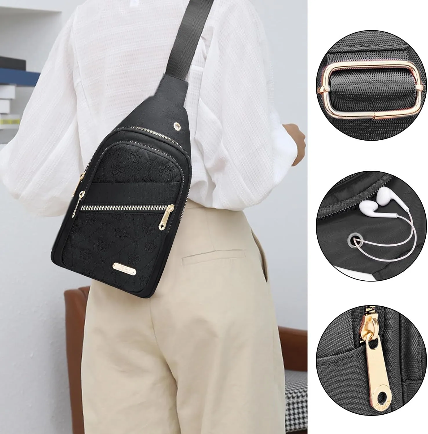 Small Backpack for Women With Earphone Hole, Lightweight Multifunction Sling Bag Chest Bags For Hiking Camping Outdoor