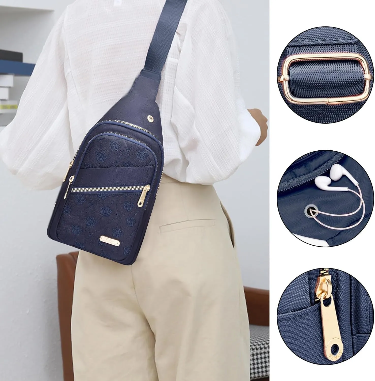 Small Backpack for Women With Earphone Hole, Lightweight Multifunction Sling Bag Chest Bags For Hiking Camping Outdoor