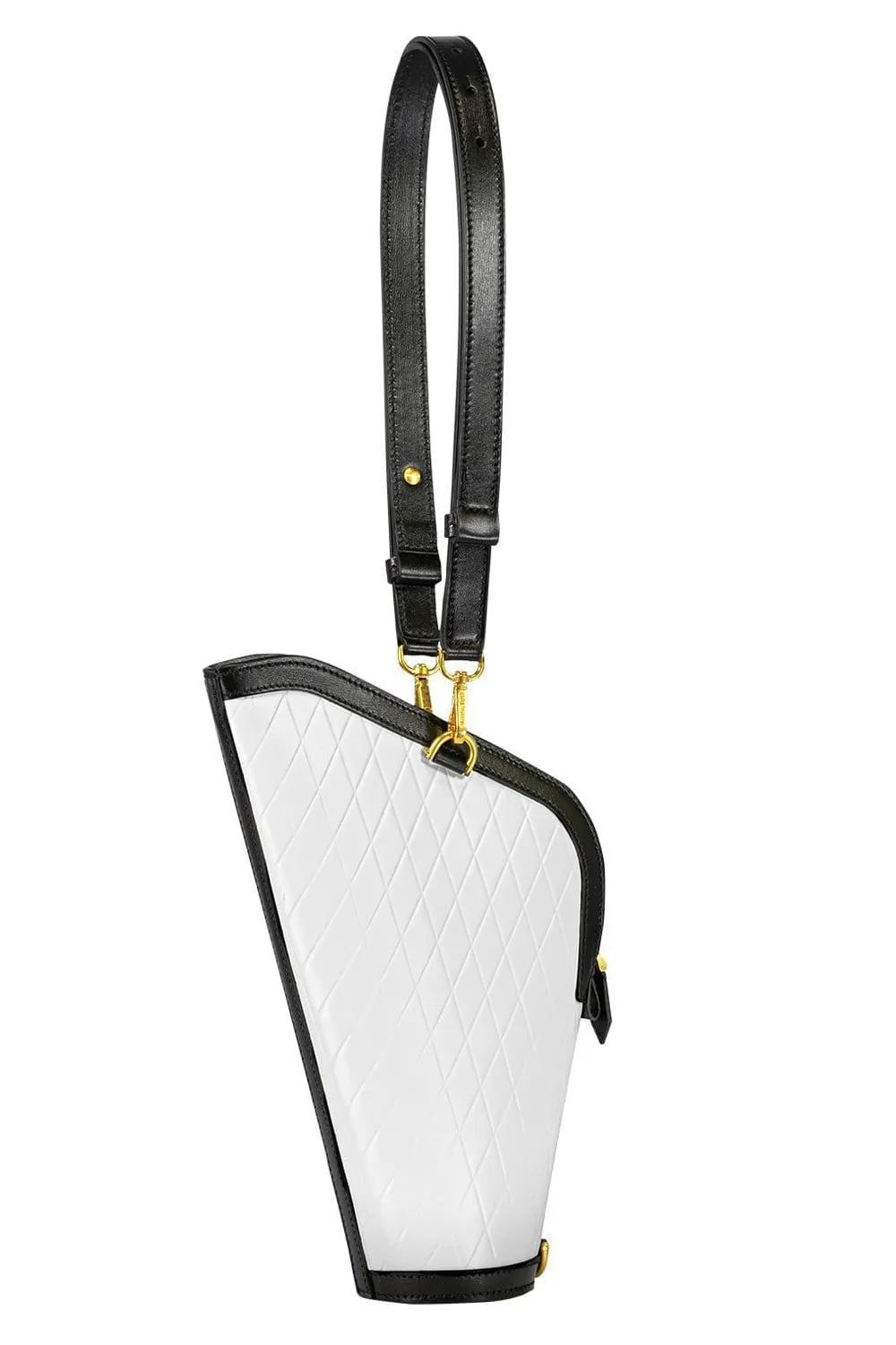 Small Berlingot Embossed Grid Bag - Blanc Noir