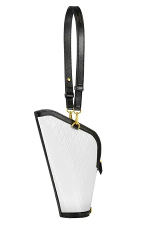 Small Berlingot Embossed Grid Bag - Blanc Noir