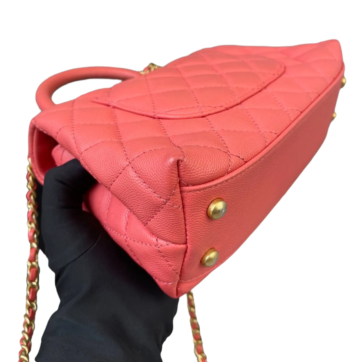 Small Coco Handle Caviar Coral GHW