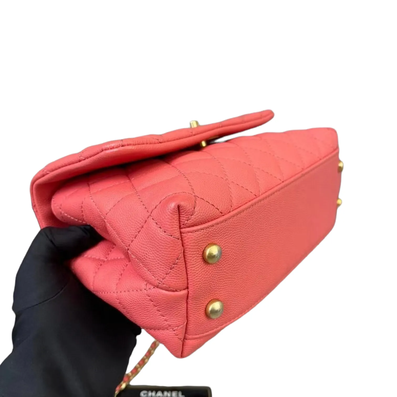 Small Coco Handle Caviar Coral GHW