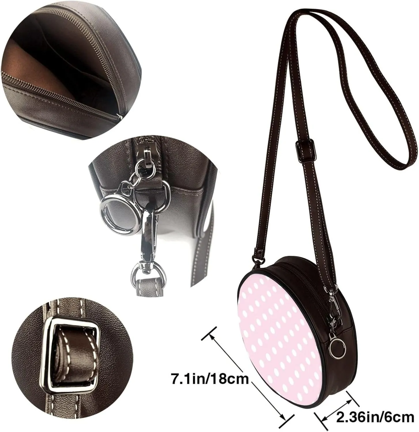 Small Crossbody Bags for Women Round Purses PU Leather Shoulder Bag with Adjustable Strap
