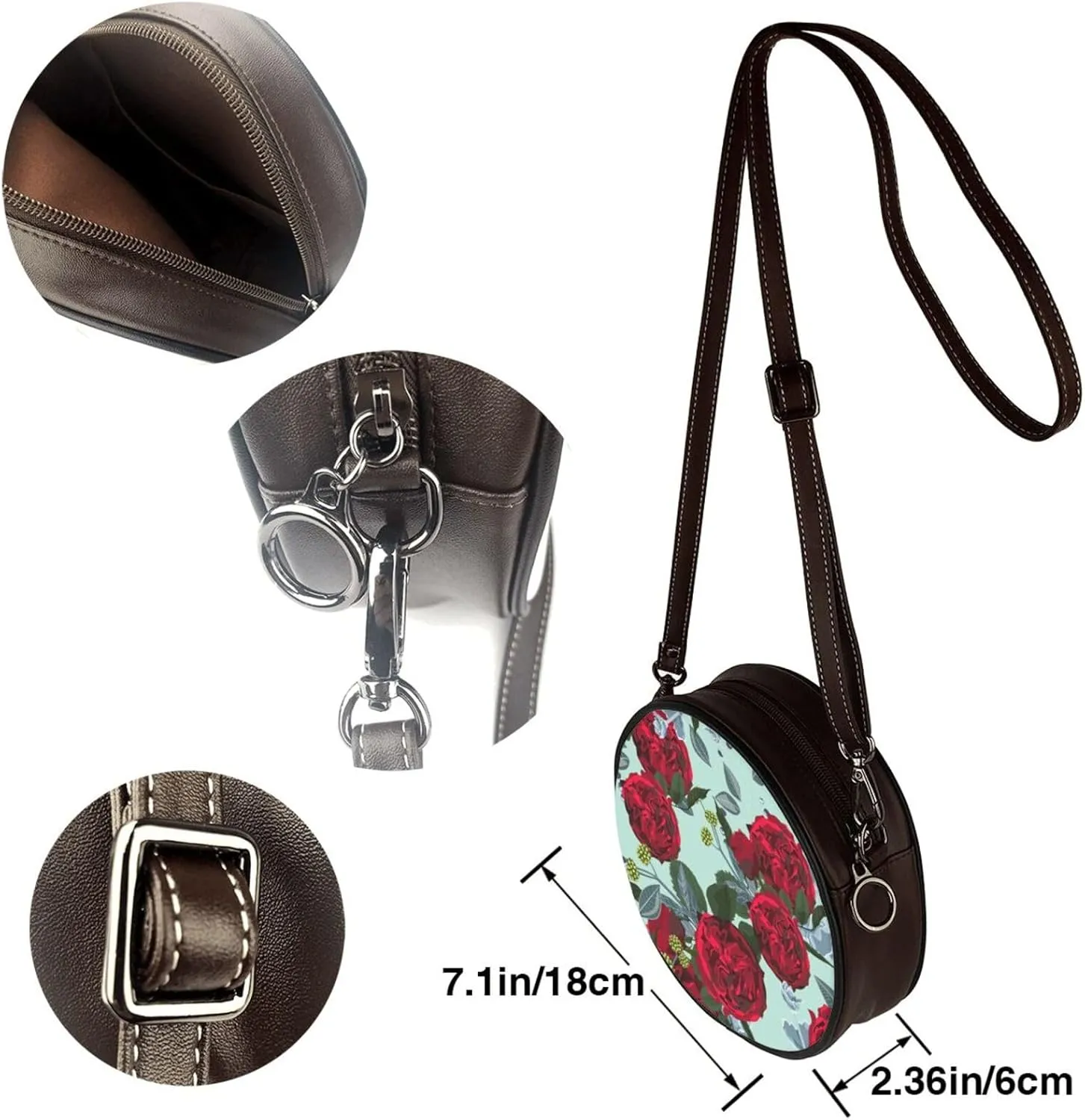 Small Crossbody Bags for Women Round Purses PU Leather Shoulder Bag with Adjustable Strap