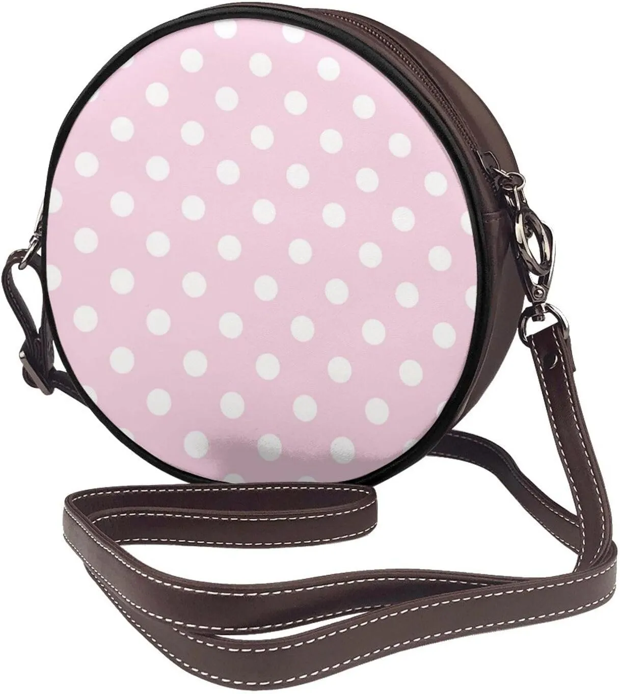 Small Crossbody Bags for Women Round Purses PU Leather Shoulder Bag with Adjustable Strap
