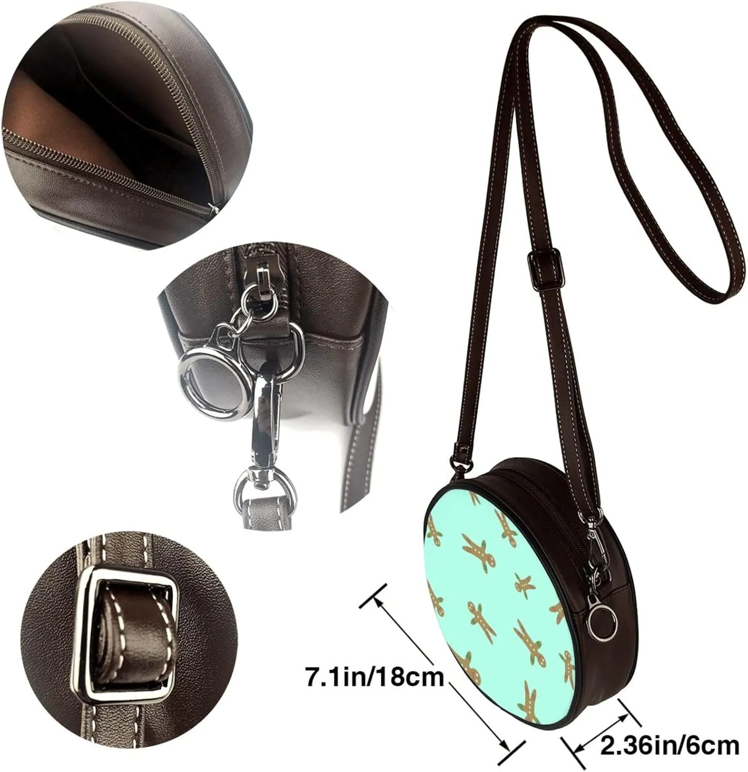 Small Crossbody Bags for Women Round Purses PU Leather Shoulder Bag with Adjustable Strap