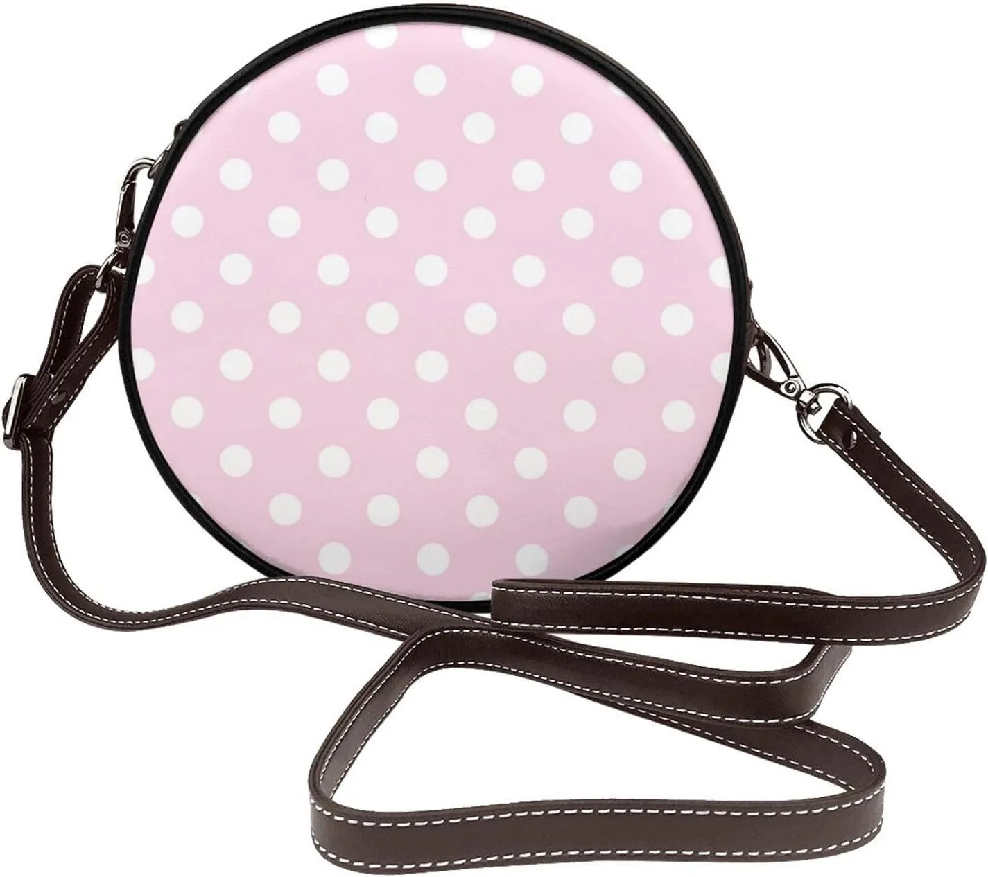 Small Crossbody Bags for Women Round Purses PU Leather Shoulder Bag with Adjustable Strap