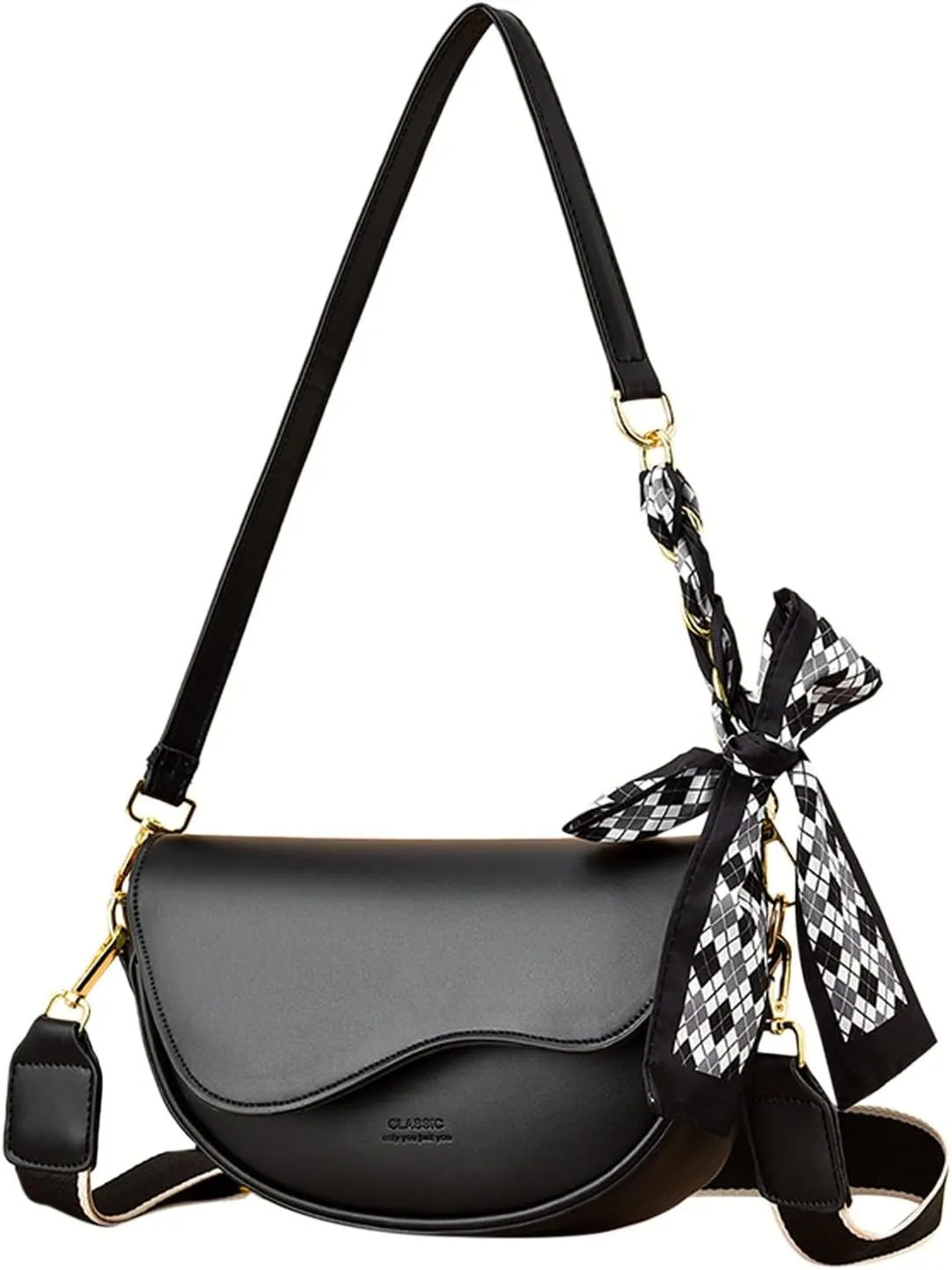 Small Crossbody Handbags For Women Multipurpose Soft Shoulder Bags Lightweight Retro Tote Bag Leather (Black, One Size)