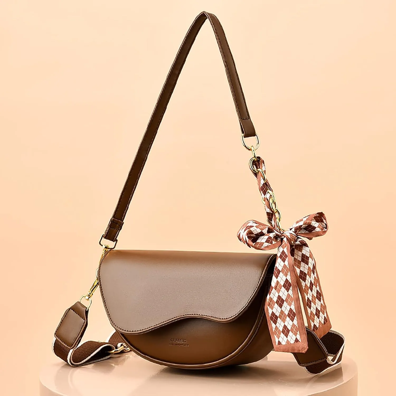 Small Crossbody Handbags For Women Multipurpose Soft Shoulder Bags Lightweight Retro Tote Bag Leather (Brown, One Size)