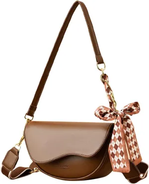 Small Crossbody Handbags For Women Multipurpose Soft Shoulder Bags Lightweight Retro Tote Bag Leather (Brown, One Size)