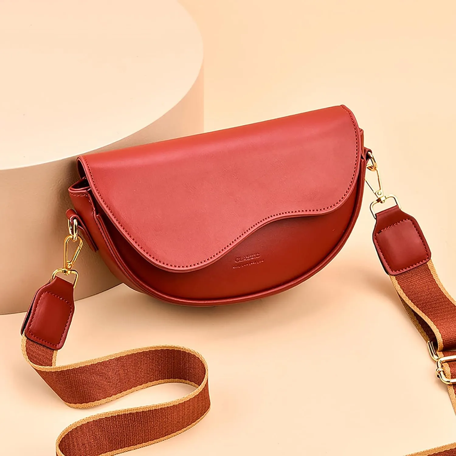 Small Crossbody Handbags For Women Multipurpose Soft Shoulder Bags Lightweight Retro Tote Bag Leather (Red, One Size)