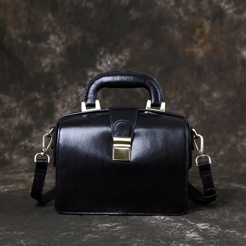 Small Leather Bag Doctor Bag Handbag Purse for Women