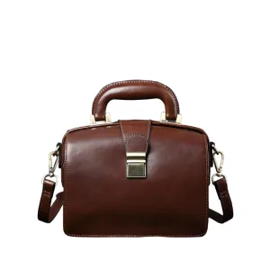 Small Leather Bag Doctor Bag Handbag Purse for Women