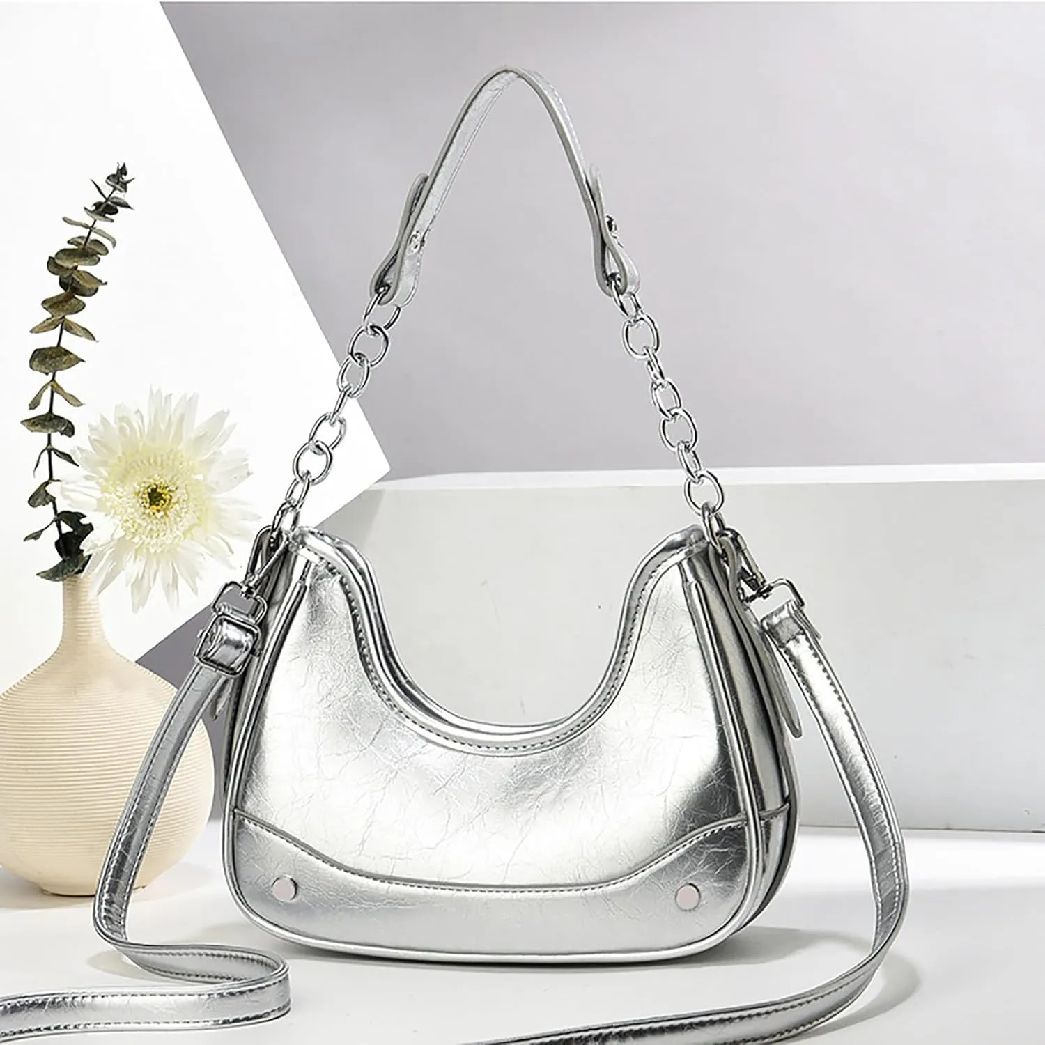 Small Purse Cute Tote Handbag Simple Retro Fashion Underarm Bag Women's Double Shoulder Strap Fashion Commuting Single