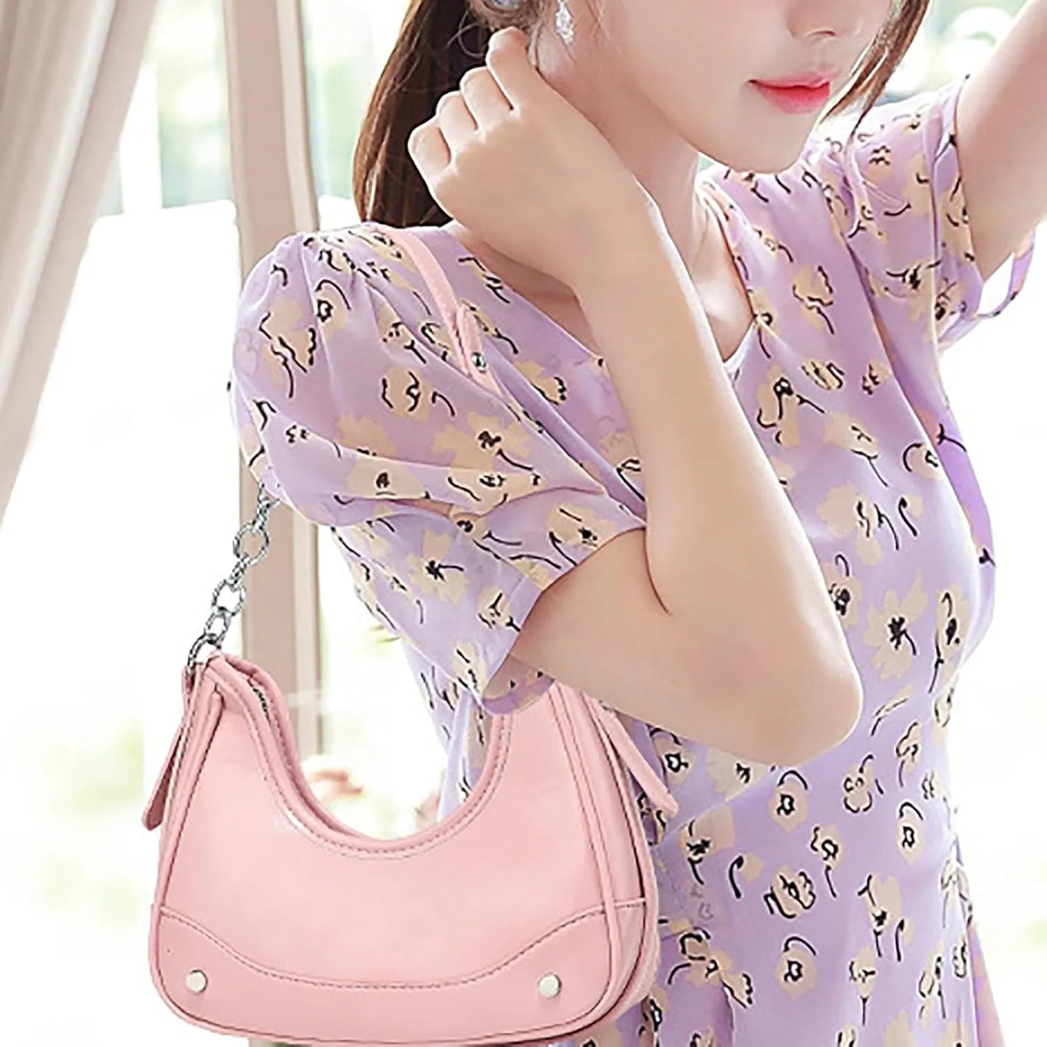 Small Purse Cute Tote Handbag Simple Retro Fashion Underarm Bag Women's Double Shoulder Strap Fashion Commuting Single