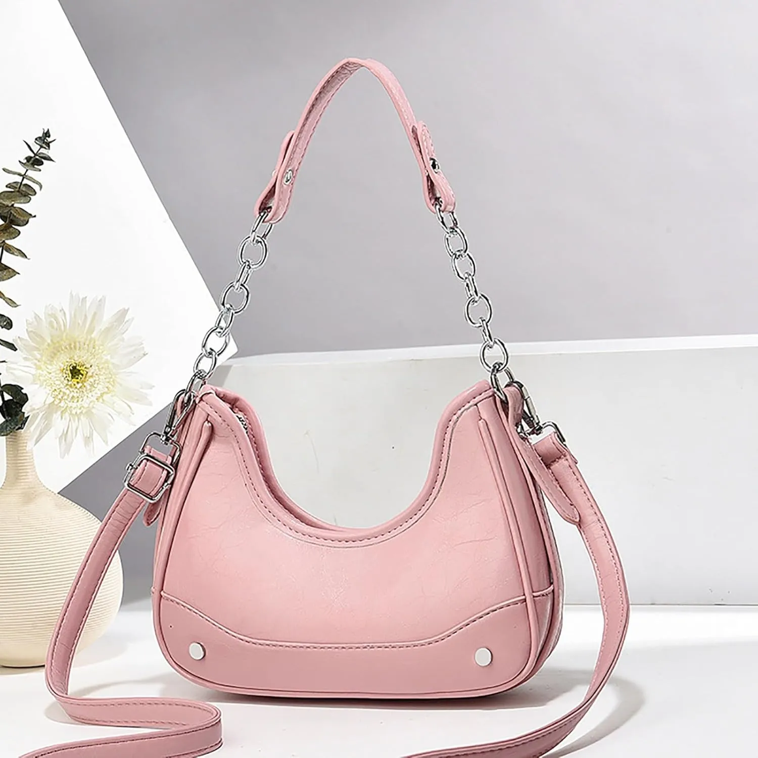 Small Purse Cute Tote Handbag Simple Retro Fashion Underarm Bag Women's Double Shoulder Strap Fashion Commuting Single
