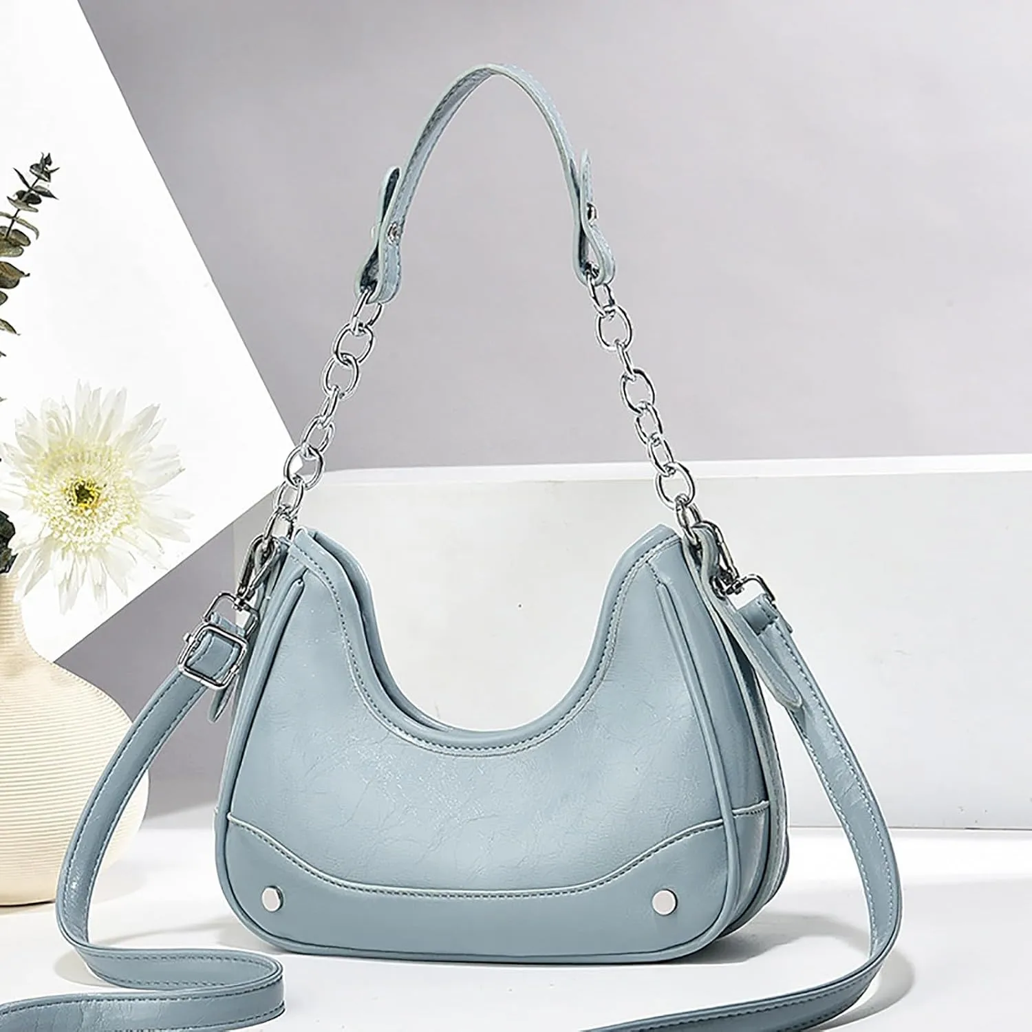 Small Purse Cute Tote Handbag Simple Retro Fashion Underarm Bag Women's Double Shoulder Strap Fashion Commuting Single