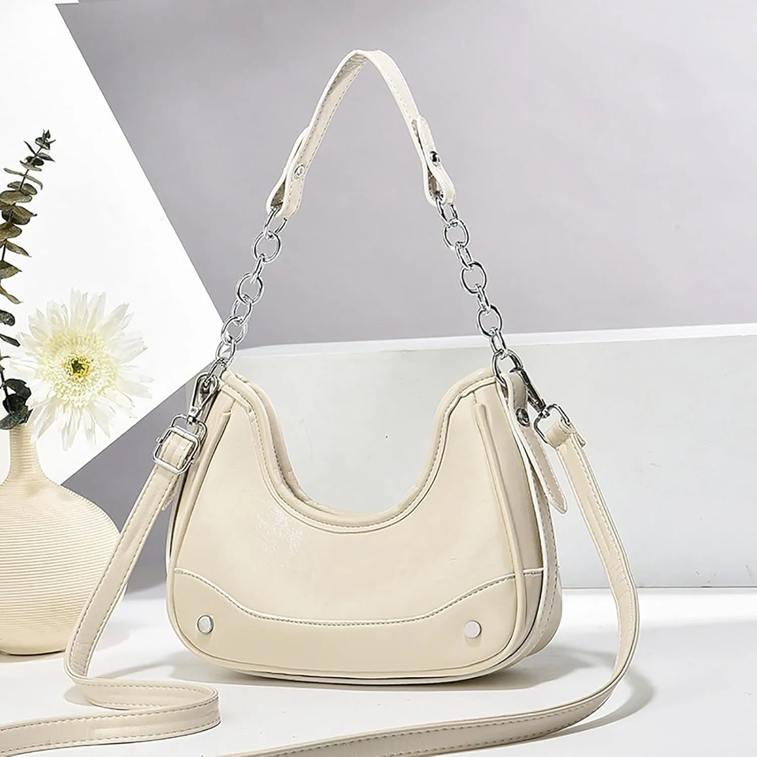 Small Purse Cute Tote Handbag Simple Retro Fashion Underarm Bag Women's Double Shoulder Strap Fashion Commuting Single
