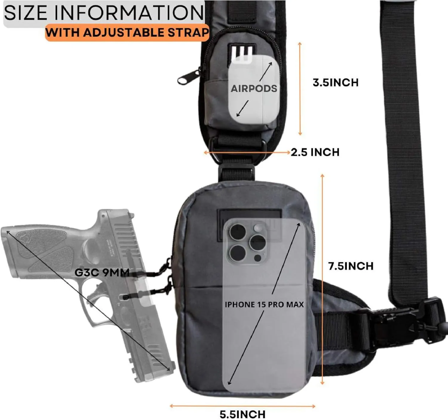 Small Sling Bag for Men-Cross body bag with Shoulder Straps,Mini Sling Crossbody bag for Women-Travel Backpack for Hiking,Daypack Multipurpose Over the Shoulder Chest Bags with Keyholder(Black)