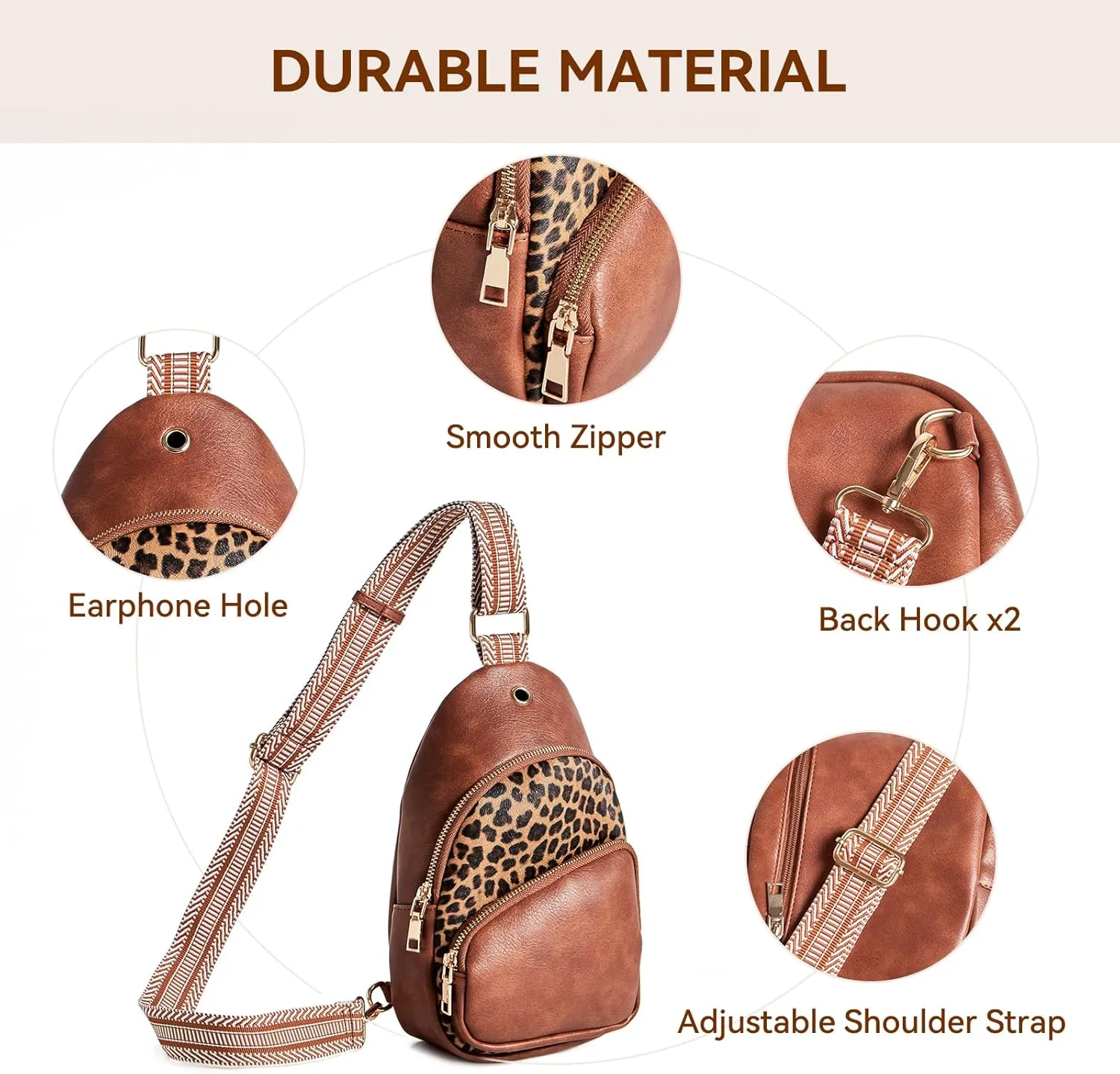 Small Sling Bag for Women Leather Crossbody Bags Fanny Pack Chest Bag for Travel