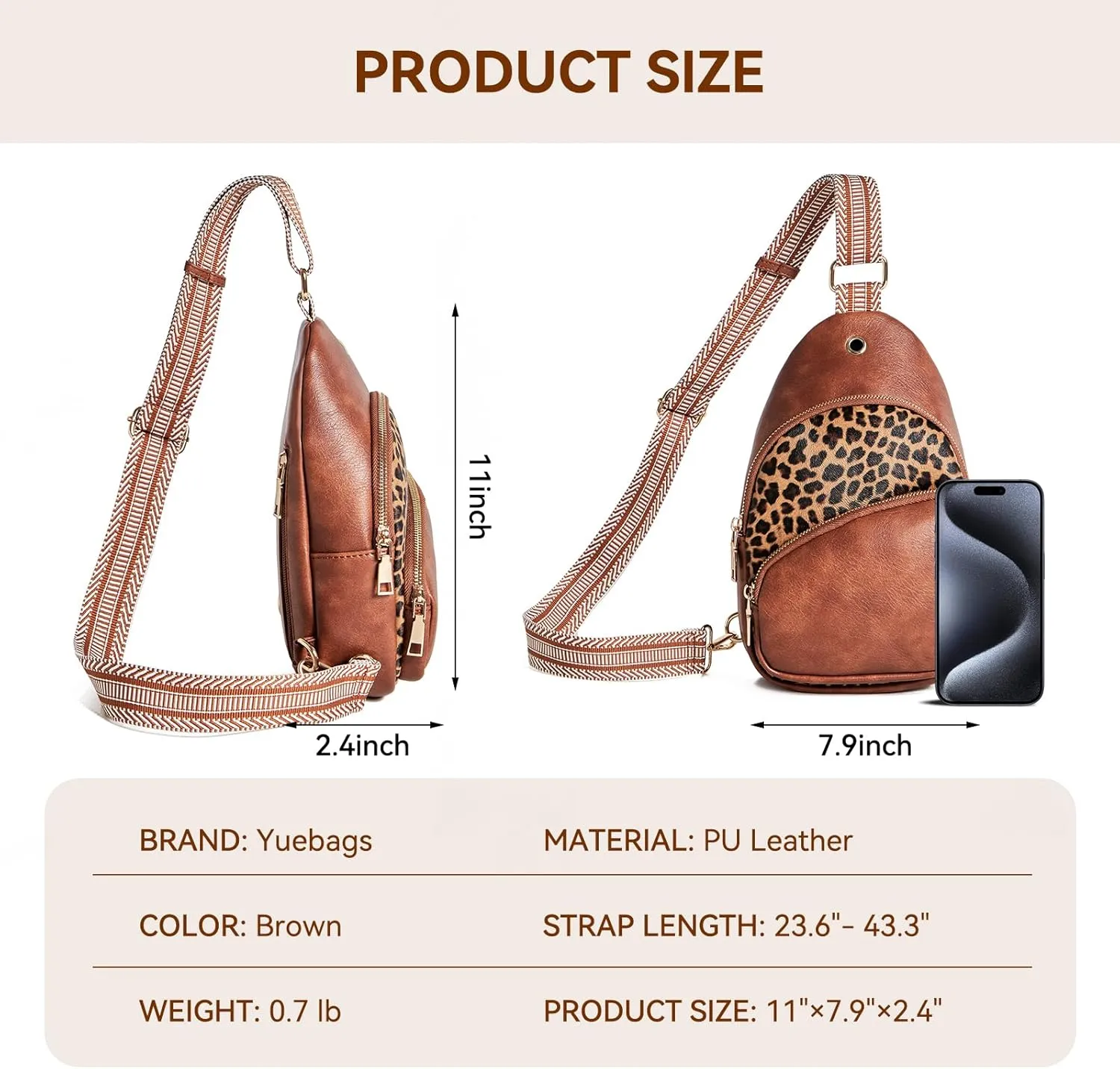 Small Sling Bag for Women Leather Crossbody Bags Fanny Pack Chest Bag for Travel