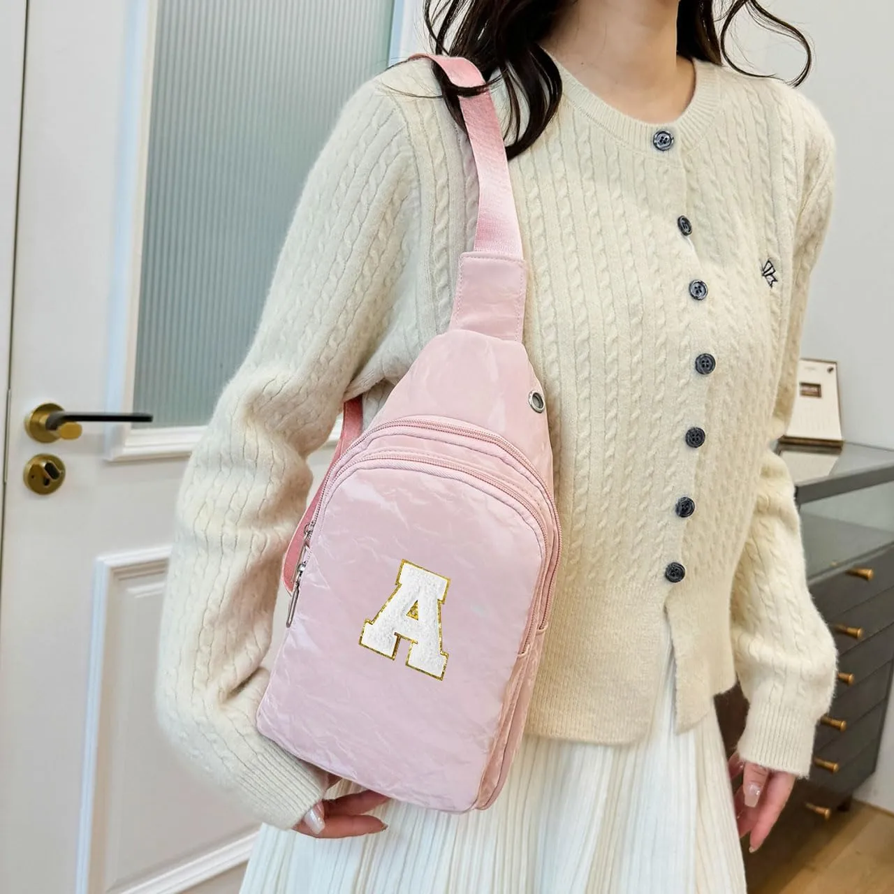 Small Sling Bag Initial Crossbody Bag Fanny Pack Chest Bags for Women Personalized Birthday Gifts