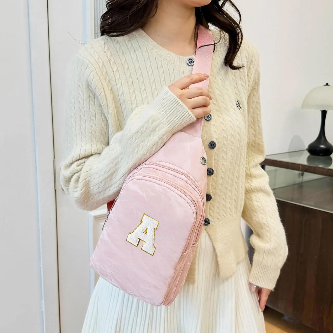 Small Sling Bag Initial Crossbody Bag Fanny Pack Chest Bags for Women Personalized Birthday Gifts