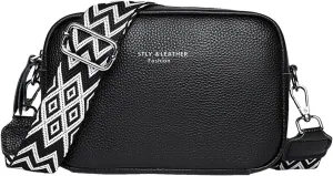 Small Square Bags Soft Crossbody Leather Bag Spring Model Female Shoulder Bag Shoulder Straps for Bags (Black, One Size)