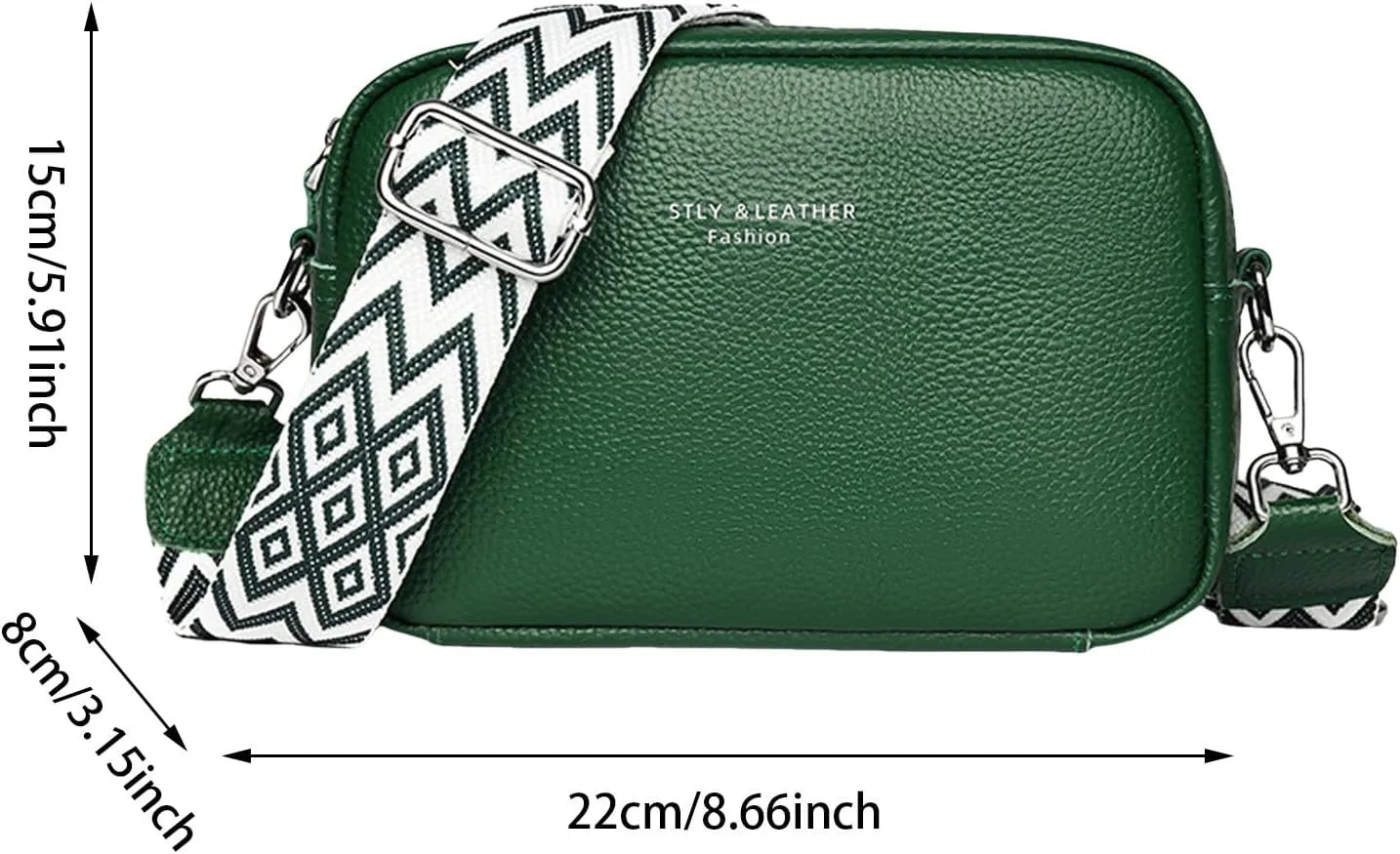 Small Square Bags Soft Crossbody Leather Bag Spring Model Female Shoulder Bag Shoulder Straps for Bags (Black, One Size)