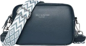 Small Square Bags Soft Crossbody Leather Bag Spring Model Female Shoulder Bag Shoulder Straps for Bags (Blue, One Size)