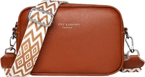Small Square Bags Soft Crossbody Leather Bag Spring Model Female Shoulder Bag Shoulder Straps for Bags (Brown, One Size)