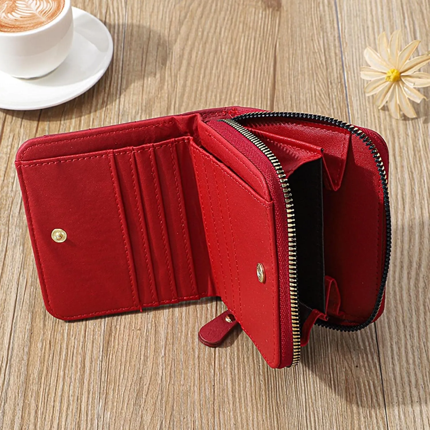 Small Wallet For Women Credit Card Holder Wallet For Women Girls Zipper Small Bifold Wallet Mini Coin Purse Compact Purses
