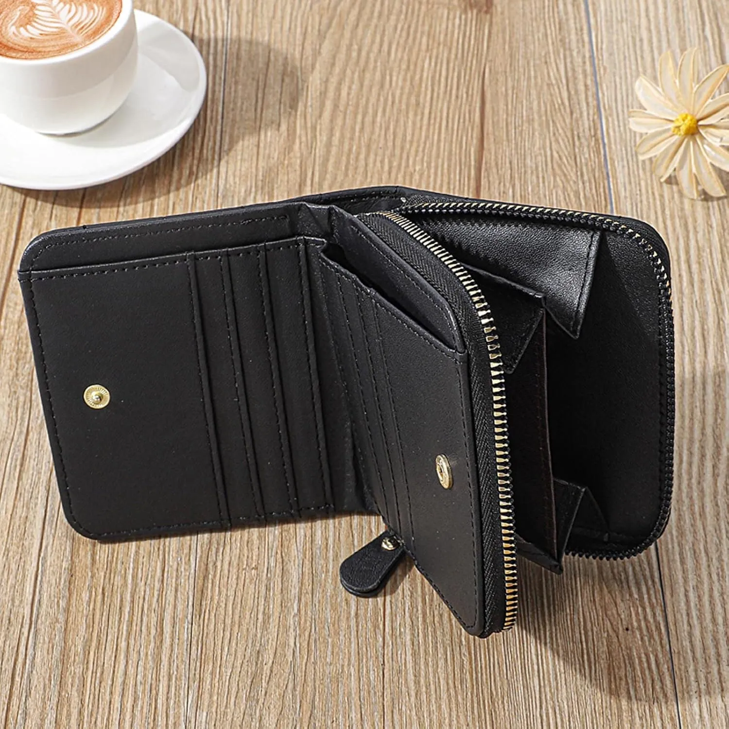 Small Wallet For Women Credit Card Holder Wallet For Women Girls Zipper Small Bifold Wallet Mini Coin Purse Compact Purses