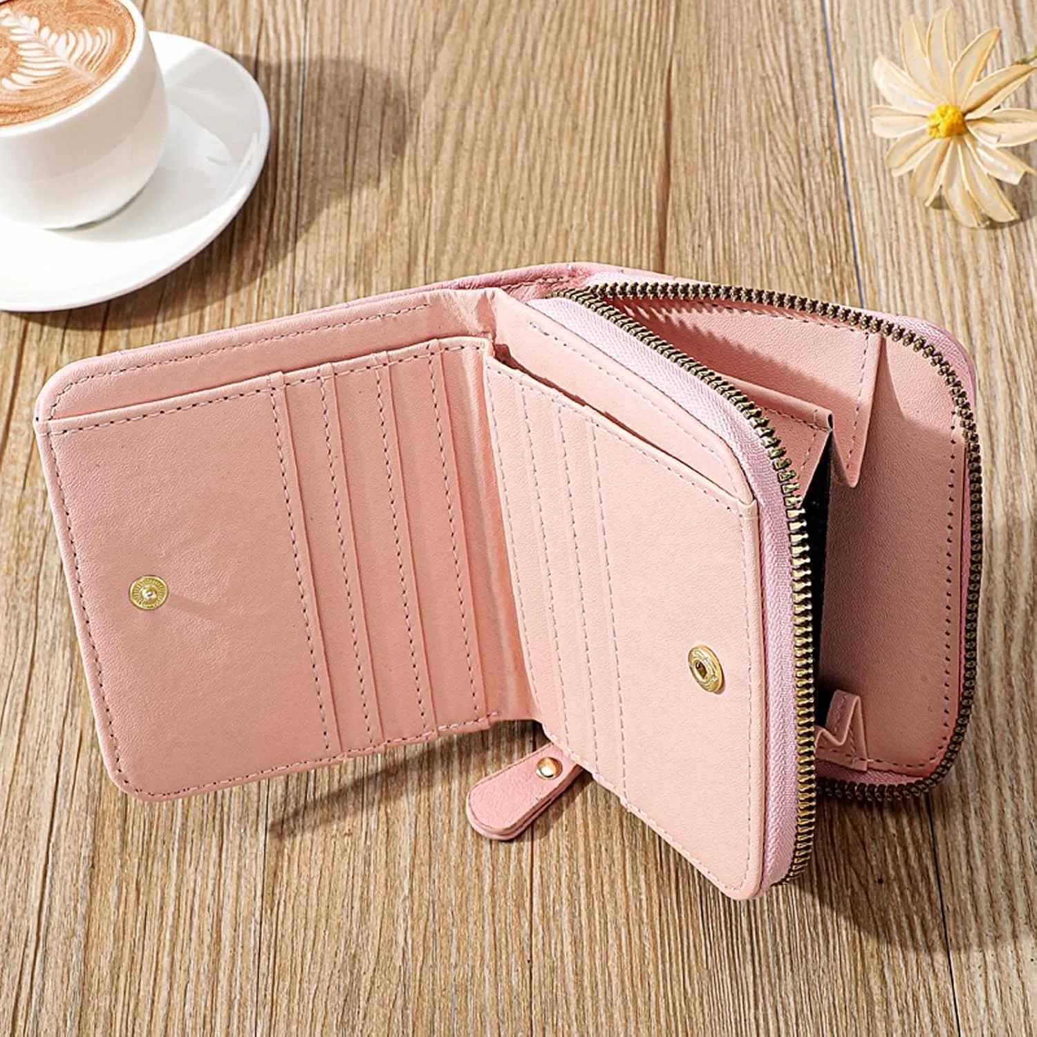 Small Wallet For Women Credit Card Holder Wallet For Women Girls Zipper Small Bifold Wallet Mini Coin Purse Compact Purses