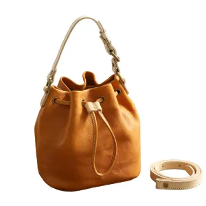 Small Women Veg Tanned Drawstring Bucket Bags 1030