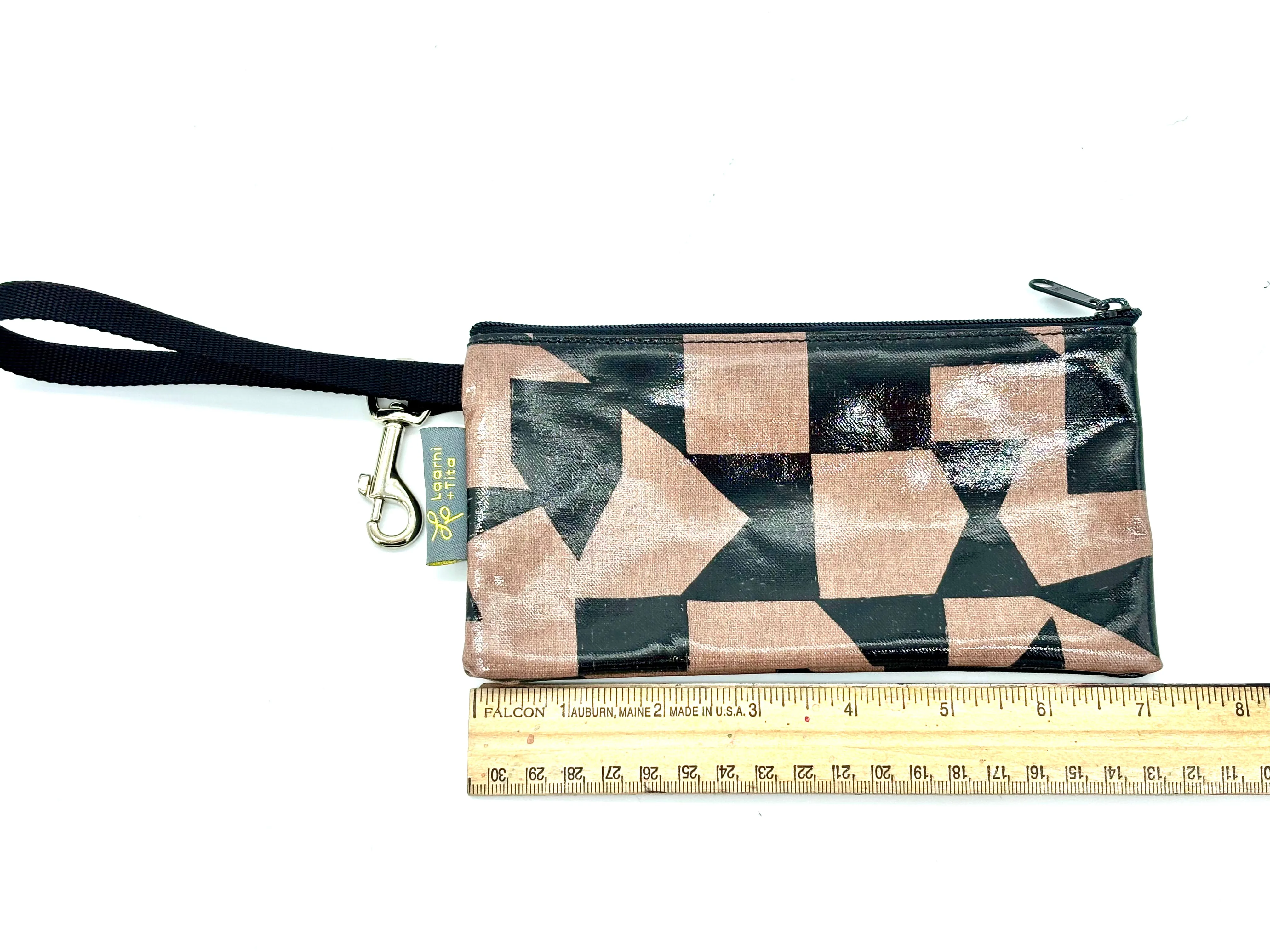 Small Wristlet in Black & Brown Graphics