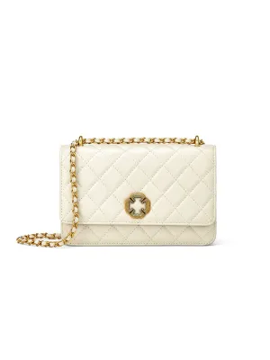 Smting | Four-Leaf Clover Clasp Quilted Golden Chain Bag