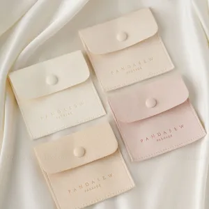 Snap button bags Thicker 08 Microfiber custom earrings packaging Brooch ring gift bags  jewelry packaging 50pcs MCR-081