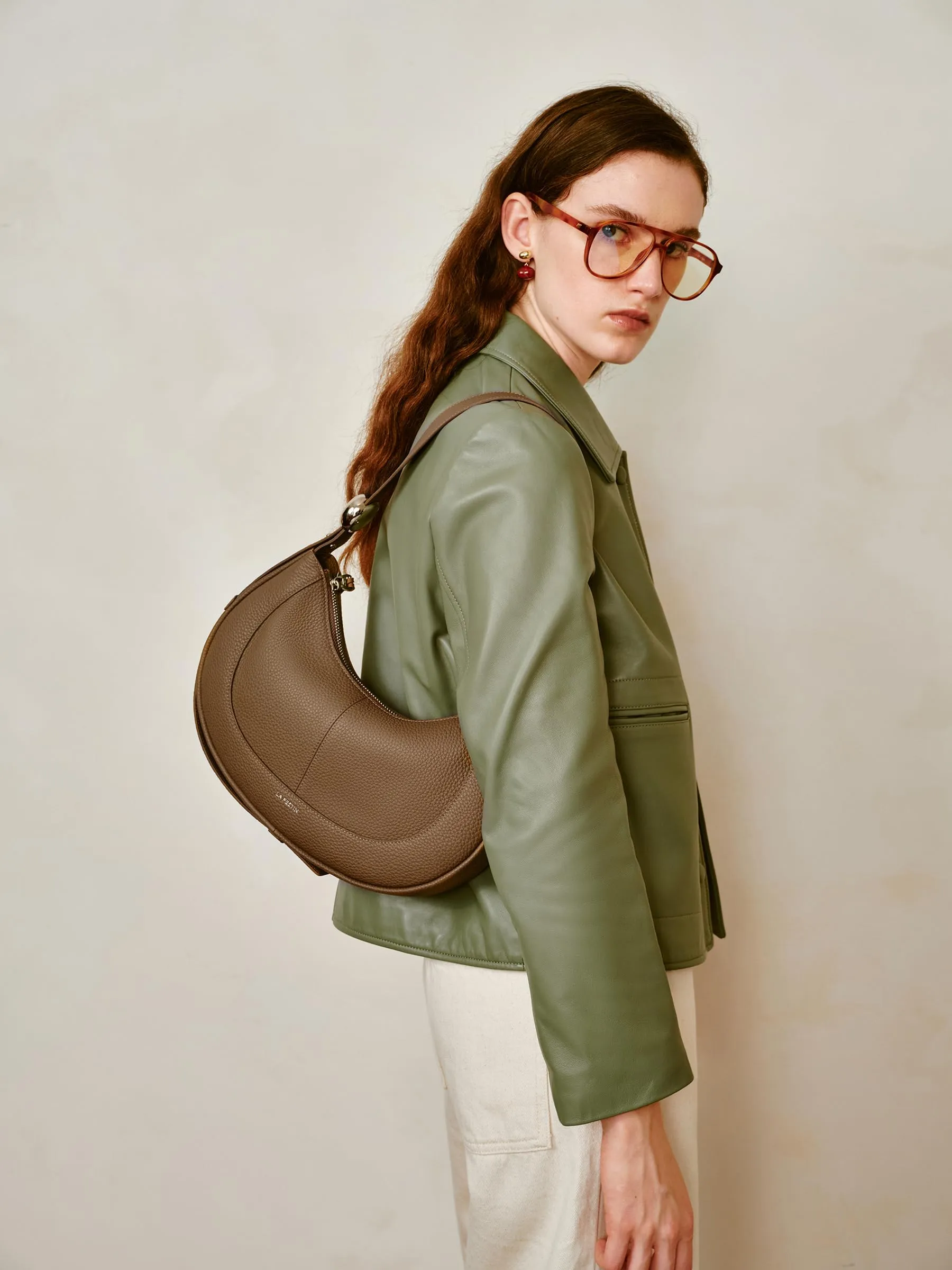 Soft Leather Crescent Bag
