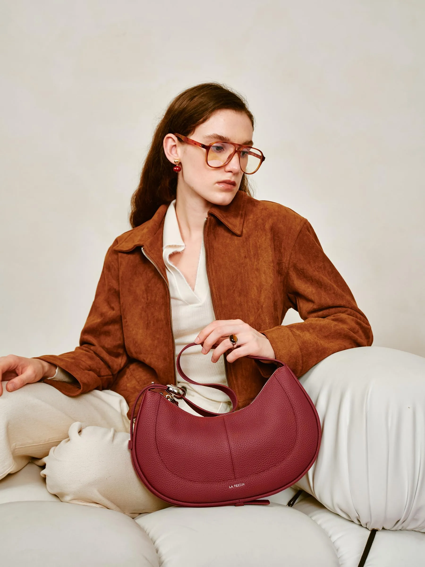 Soft Leather Crescent Bag