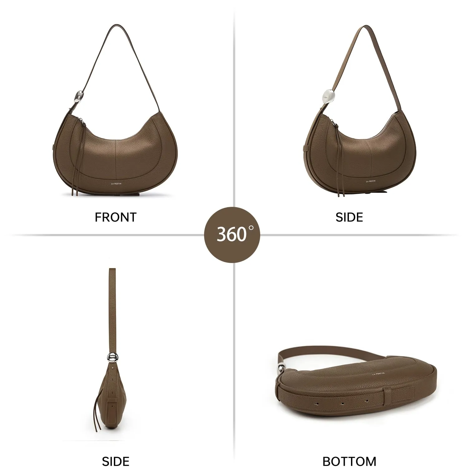 Soft Leather Crescent Bag