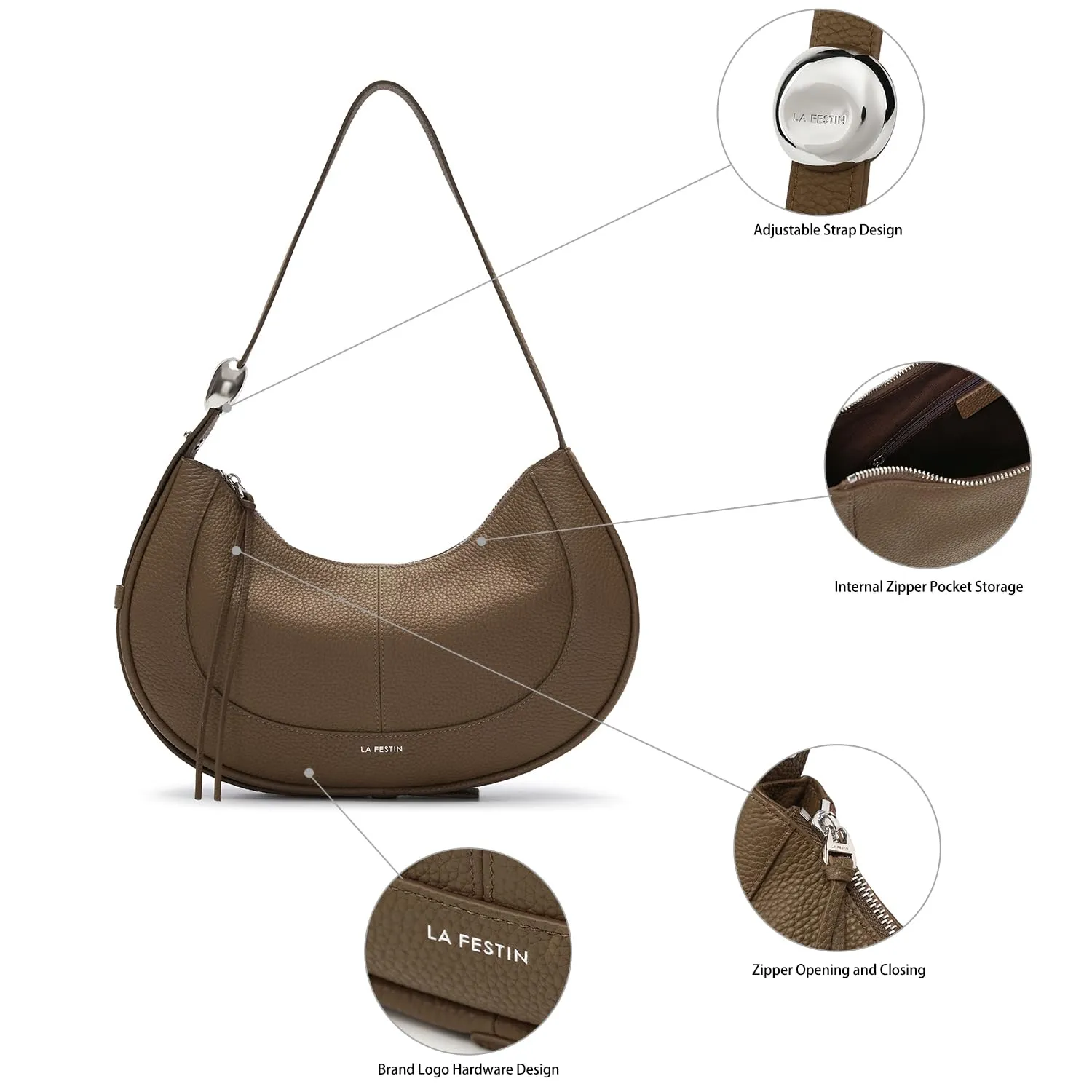 Soft Leather Crescent Bag