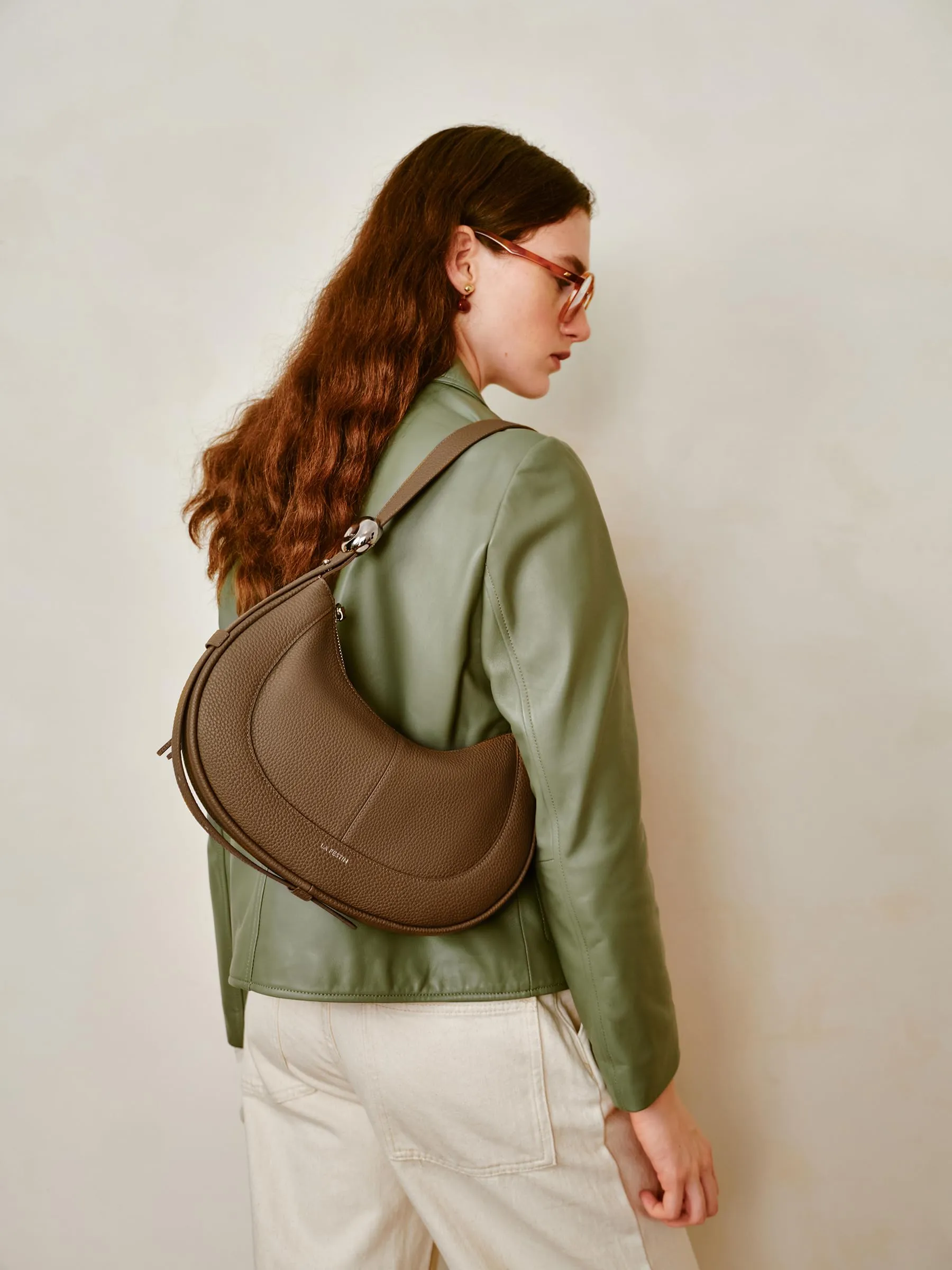 Soft Leather Crescent Bag