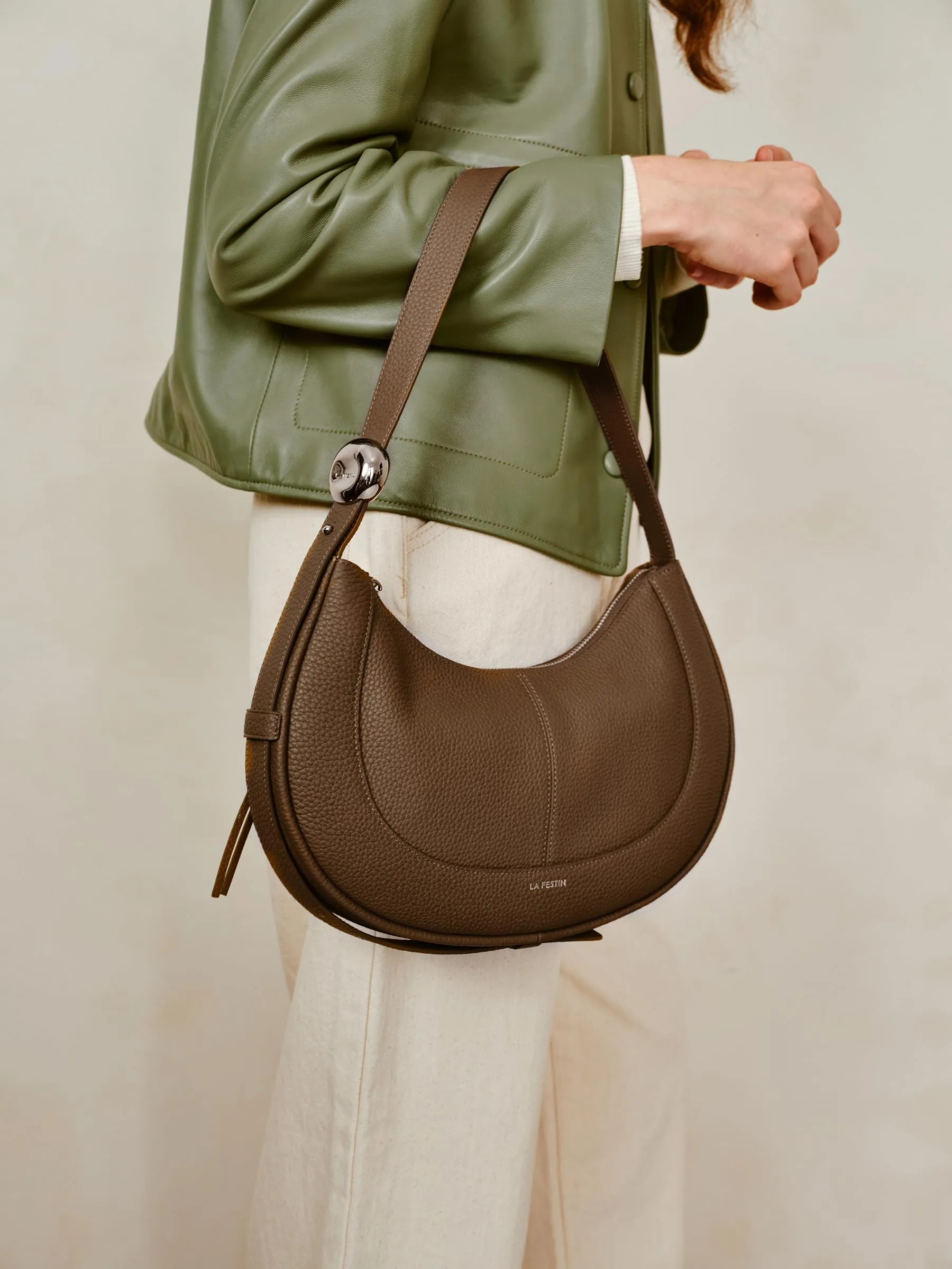 Soft Leather Crescent Bag