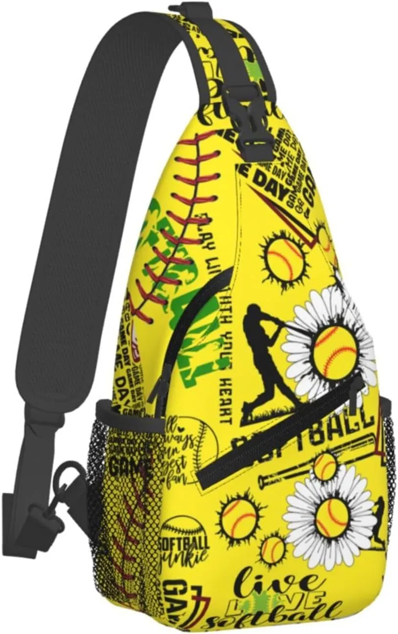 Softball Sling Bag Crossbody Chest Backpack Sport Shoulder Bag Casual Daypacks