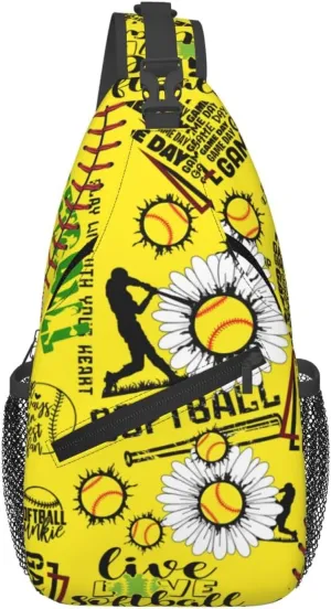 Softball Sling Bag Crossbody Chest Backpack Sport Shoulder Bag Casual Daypacks